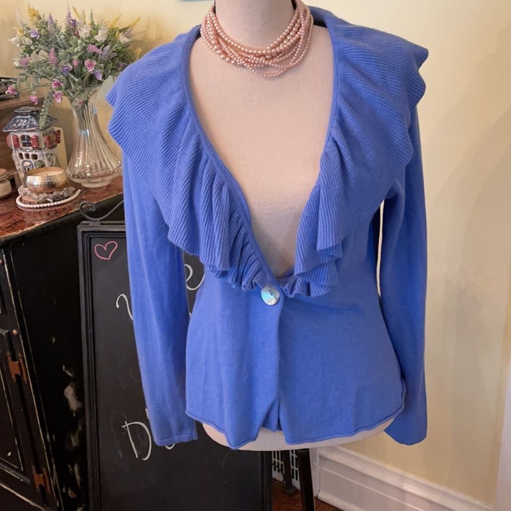 Gorgeous 🌺COQUETTE-GIRL🌺 French Blue SOFT Cardigan Sz M EUC